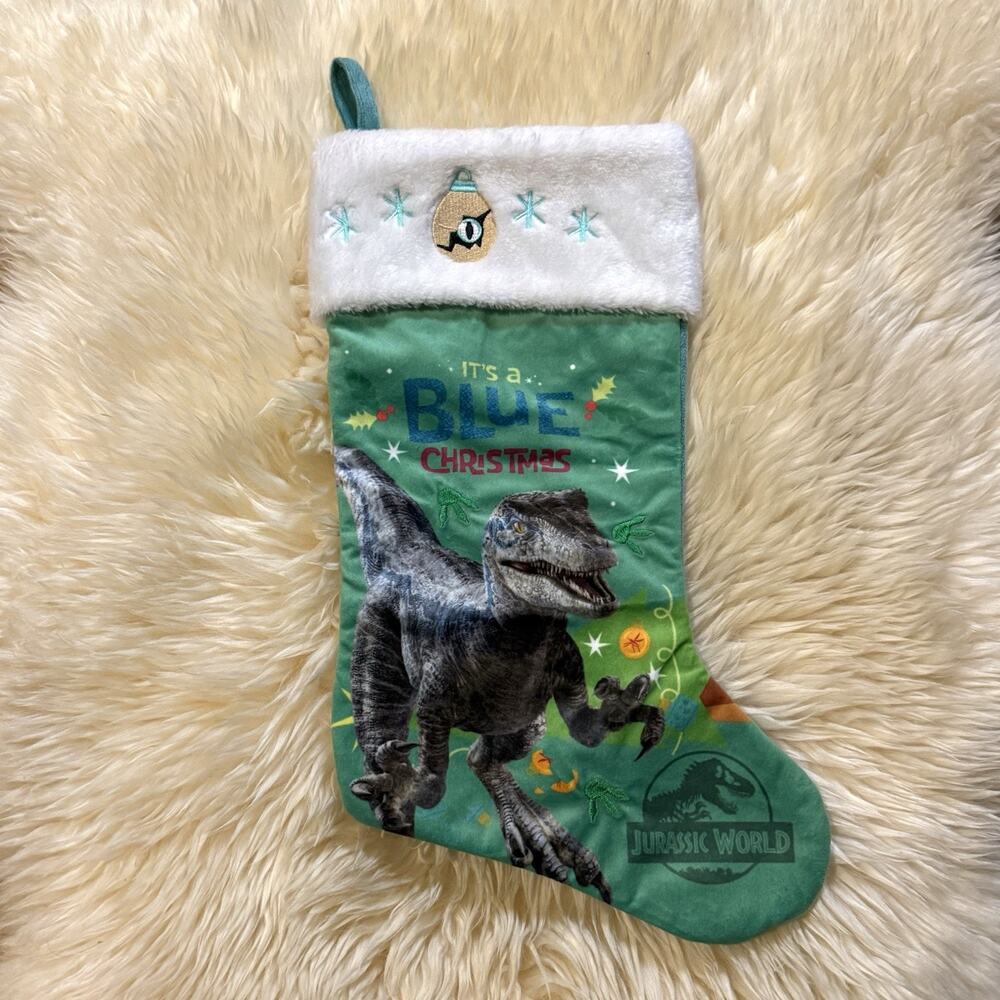 Jurassic World Ruz CHRISTMAS HOLIDAY Dinosaur STOCKING It’s A Blue Christmas